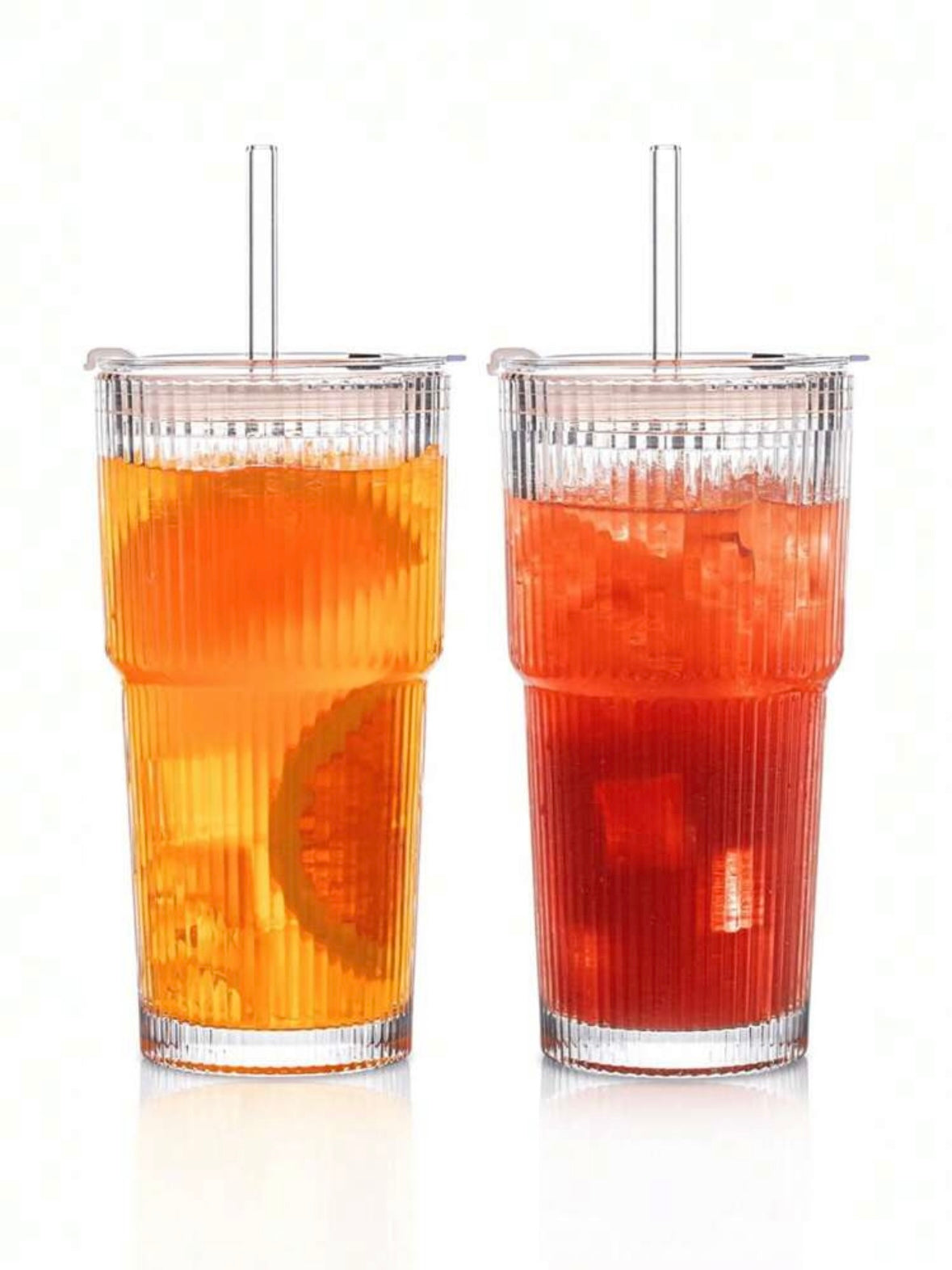 Tasse en verre à rayures verticales